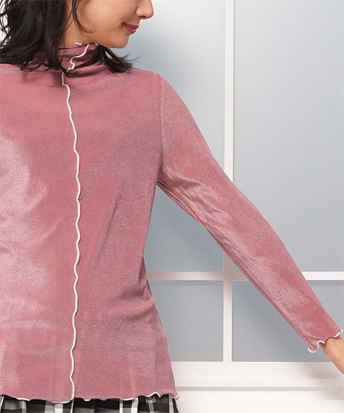 フロッキー調チュールメローハイネックインナーカットソー 52-0144