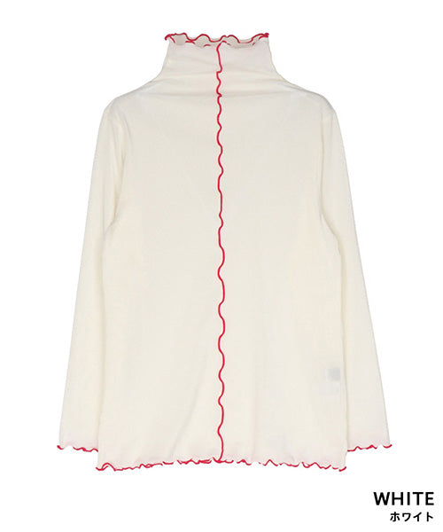 フロッキー調チュールメローハイネックインナーカットソー 52-0144