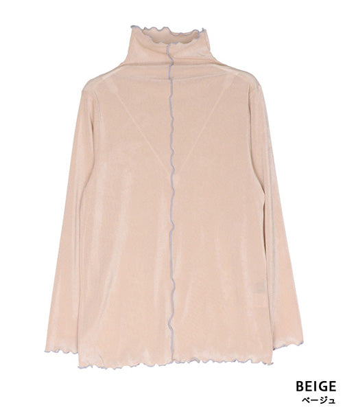 フロッキー調チュールメローハイネックインナーカットソー 52-0144