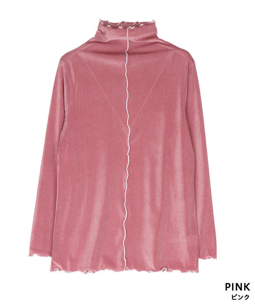 フロッキー調チュールメローハイネックインナーカットソー 52-0144