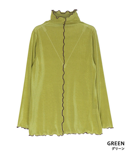 フロッキー調チュールメローハイネックインナーカットソー 52-0144