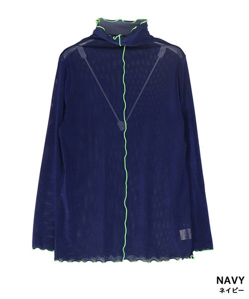 フロッキー調チュールメローハイネックインナーカットソー 52-0144