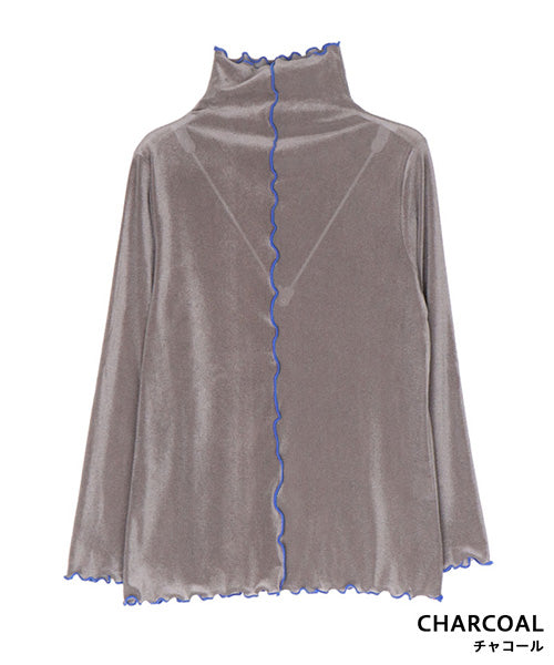 フロッキー調チュールメローハイネックインナーカットソー 52-0144