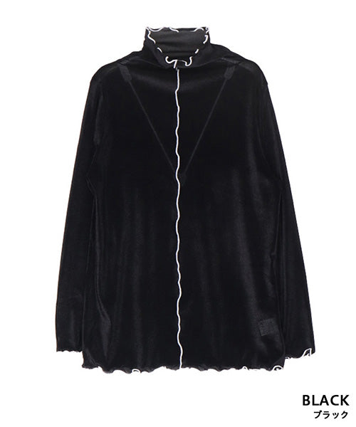 フロッキー調チュールメローハイネックインナーカットソー 52-0144