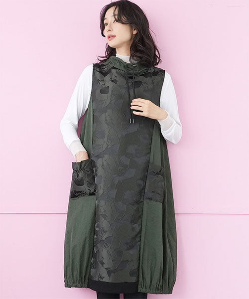 [美品]幾何学模様 ノースリーブ ワンピース 幾何学模様ノースリーブロングワンピース 幾何学模様ノースリーブ