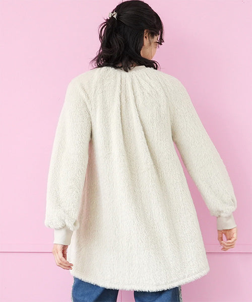 シャギー×異素材切替長袖Aラインカットソー 52-0189