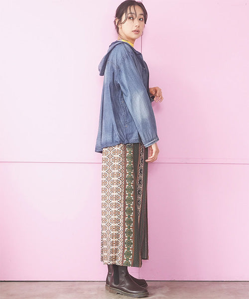 レーヨン100％ウエストゴムエスニックラップパンツ 55-0135