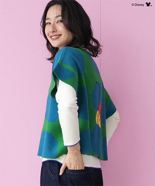 【Disney（ディズニー）】ミッキーマウス/幾何学柄ドルマンスリーブワイドニット 56-0002