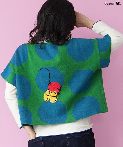 【Disney（ディズニー）】ミッキーマウス/幾何学柄ドルマンスリーブワイドニット 56-0002