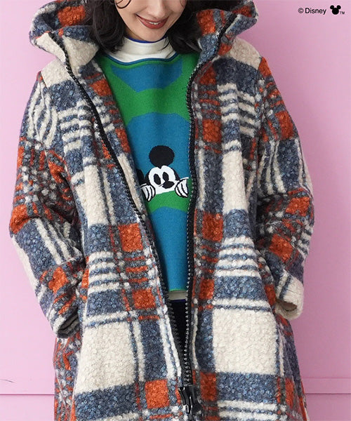 【Disney（ディズニー）】ミッキーマウス/幾何学柄ドルマンスリーブワイドニット 56-0002
