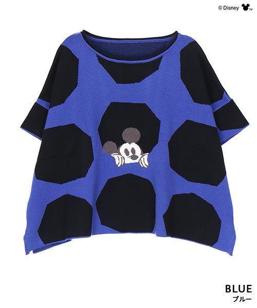 【Disney（ディズニー）】ミッキーマウス/幾何学柄ドルマンスリーブワイドニット 56-0002