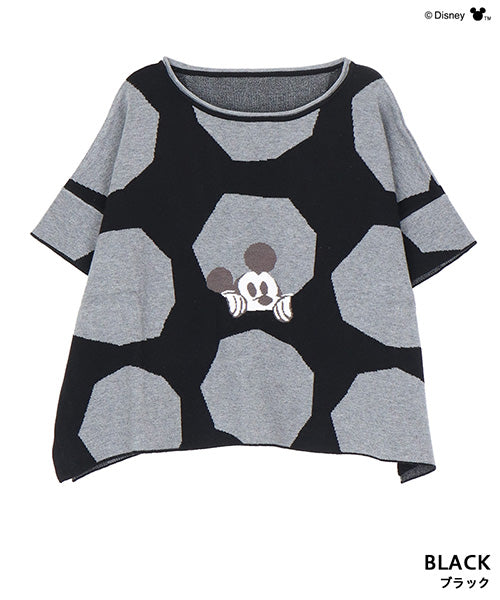 【Disney（ディズニー）】ミッキーマウス/幾何学柄ドルマンスリーブワイドニット 56-0002