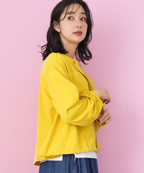 ロゴアクセントジップアップライトブルゾン 57-0002｜40代 50代 60代