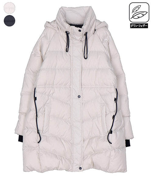 ドローストリングデザインフード付きダウンコート 58-0001｜40代 50代