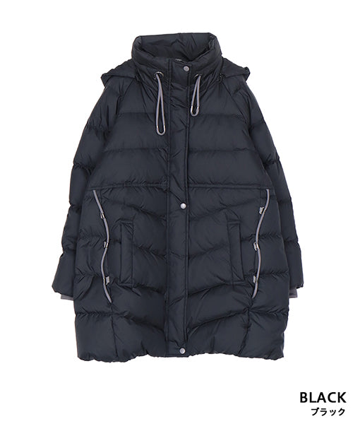 ドローストリングデザインフード付きダウンコート 58-0001｜40代 50代