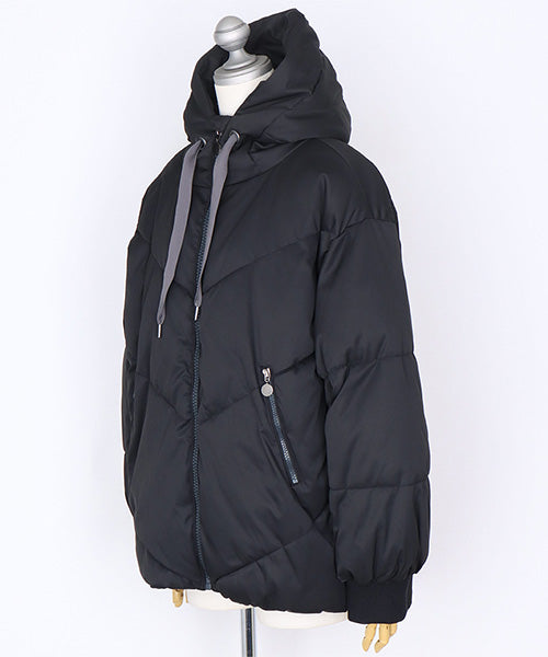 エコダウンフード付きキルティングジャケット 58-0005｜40代 50代 60代