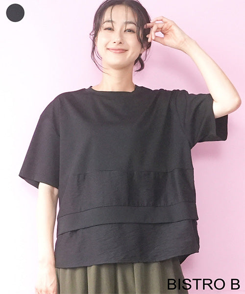 異素材切替ティアードデザインTシャツカットソー 58-0018