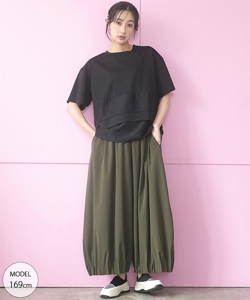 異素材切替ティアードデザインTシャツカットソー 58-0018