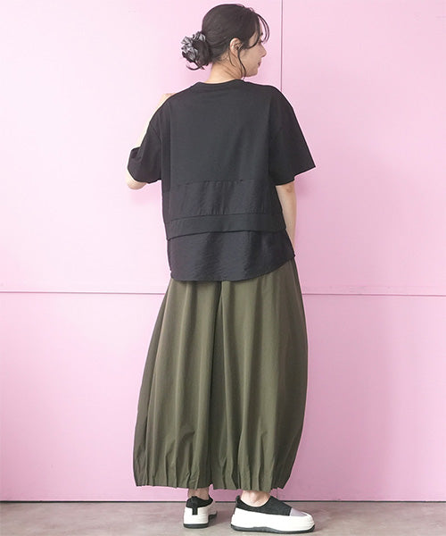 異素材切替ティアードデザインTシャツカットソー 58-0018
