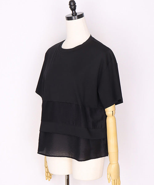 異素材切替ティアードデザインTシャツカットソー 58-0018