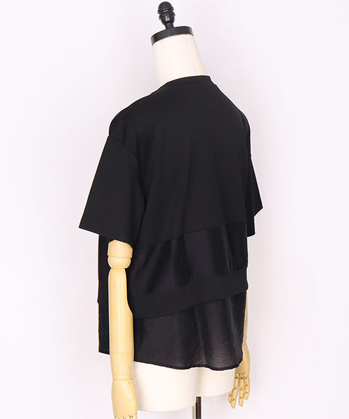 異素材切替ティアードデザインTシャツカットソー 58-0018