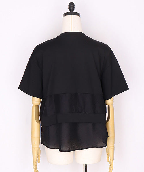 異素材切替ティアードデザインTシャツカットソー 58-0018