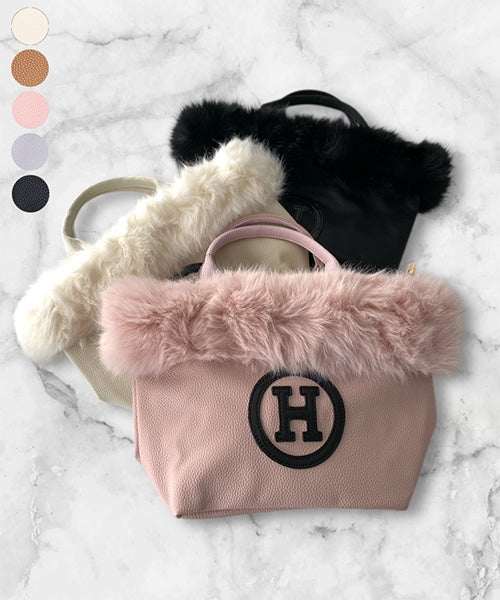ファー付きHロゴトートバッグ AM607｜40代 50代 60代 大人の女性