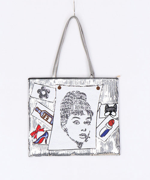 きらきらスパンコール横長トート AM8018｜40代 50代 60代 大人の女性に
