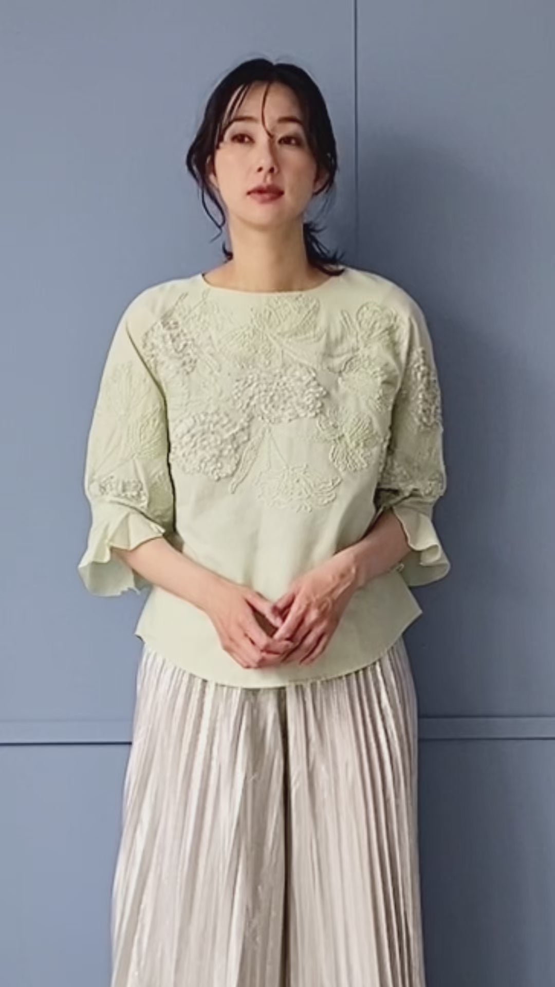 綿100％コード刺繍ドルマンスリーブブラウス 52-0081